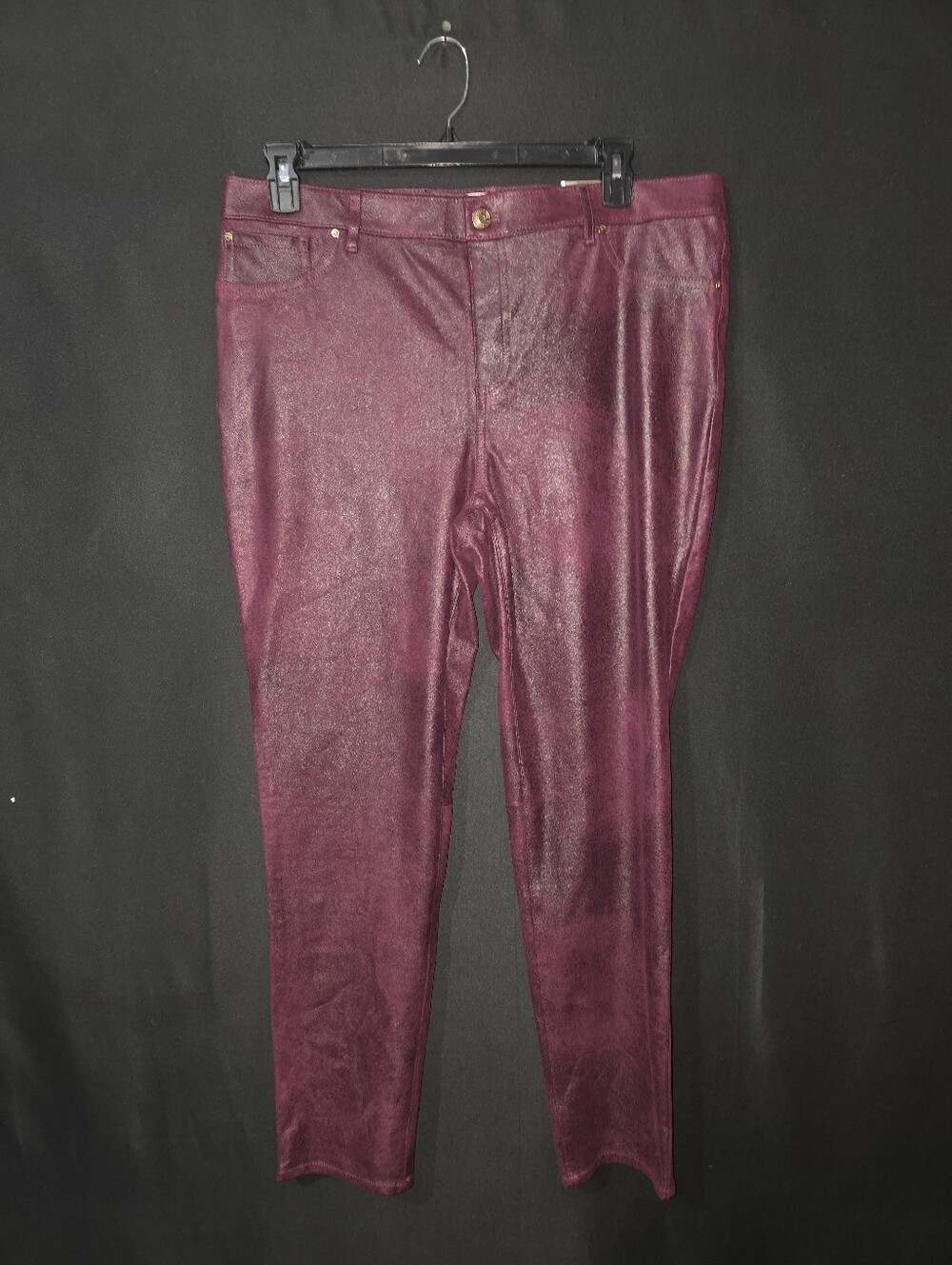 Chico's Skinny Faux-Leather Jeans in Deep Burgundy